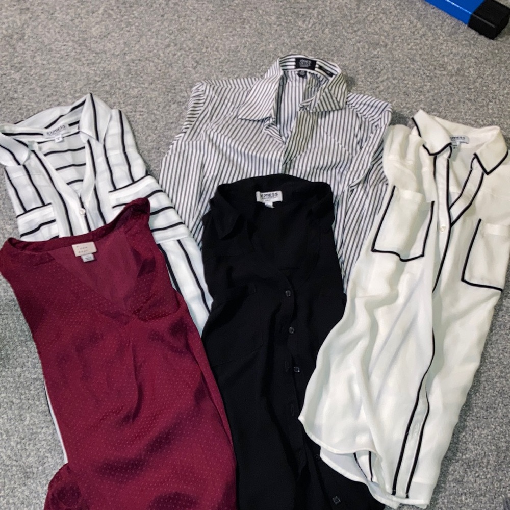 Dress shirt lot- 5 total. Express, Jones New York, and A new day.